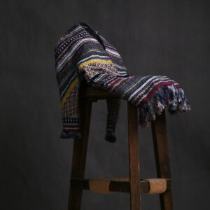 Woven throw blanket draped over a chair